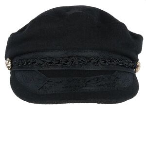 EPOCH BLACK FIDDLERS CAP WITH GOLD BUTTONS & REMOVABLE BRAIDED DETAIL SIZE L./XL